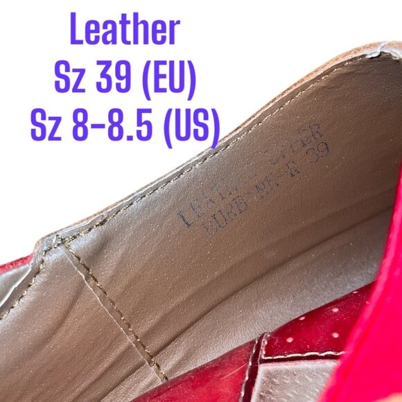 LArtiste By Spring Step Red Leather Floral Design Slip-On Shoes Size 39 - Picture 8 of 8